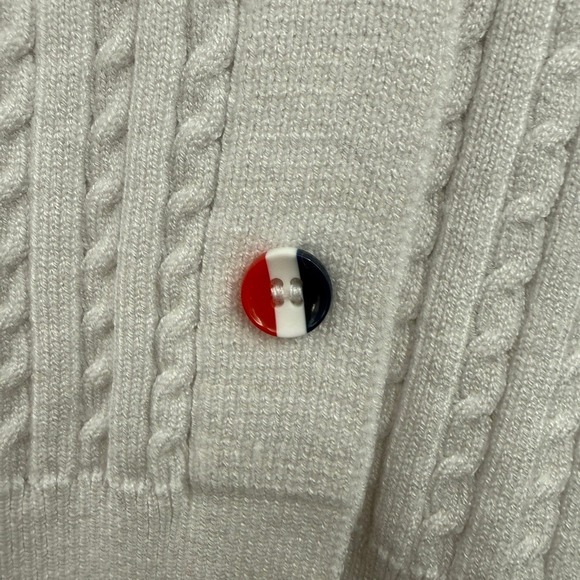 Thom Browne Cable Knit Cardigan Women White Hector Dog Stripe Preppy Luxury - Picture 8 of 12